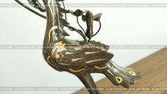 Bộ Tam Sự Hạc Bằng Đồng Đỏ Khảm Tam Khí Song Long Chầu Nguyệt Cao 60 Cm