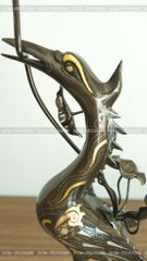 Bộ Tam Sự Hạc Bằng Đồng Đỏ Khảm Tam Khí Song Long Chầu Nguyệt Cao 60 Cm