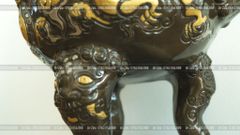 Bộ Tam Sự Hạc Bằng Đồng Đỏ Khảm Tam Khí Song Long Chầu Nguyệt Cao 60 Cm