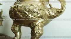 Bộ Tam Sự Nến Bằng Đồng Vàng Song Long Chầu Nguyệt Cao 45 Cm