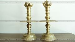 Bộ Tam Sự Nến Bằng Đồng Vàng Song Long Chầu Nguyệt Cao 50 Cm