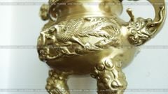 Bộ Tam Sự Hạc Bằng Đồng Vàng Song Long Chầu Nguyệt Cao 65 Cm
