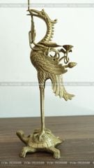 Đỉnh Đồng Ngũ Sự Bằng Đồng Vàng Song Long Chầu Nguyệt Cao 45 Cm