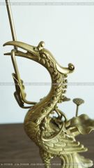 Bộ Tam Sự Hạc Bằng Đồng Vàng Song Long Chầu Nguyệt Cao 65 Cm