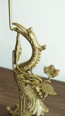 Bộ Tam Sự Hạc Bằng Đồng Vàng Song Long Chầu Nguyệt Cao 45 Cm