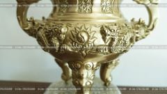 Bộ Tam Sự Nến Bằng Đồng Vàng Song Long Chầu Nguyệt Cao 50 Cm