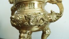 Bộ Tam Sự Hạc Bằng Đồng Vàng Song Long Chầu Nguyệt Cao 45 Cm