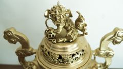 Bộ Tam Sự Hạc Bằng Đồng Vàng Song Long Chầu Nguyệt Cao 45 Cm