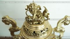 Bộ Tam Sự Nến Bằng Đồng Vàng Song Long Chầu Nguyệt Cao 50 Cm