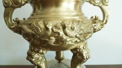 Bộ Tam Sự Hạc Bằng Đồng Vàng Song Long Chầu Nguyệt Cao 45 Cm