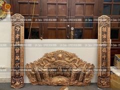 Cuốn Thư Câu Đối Đồng Đỏ Kích Thước Cuốn Thư 176*90 - Câu Đối 176*22 Màu Giả Cổ