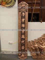 Cuốn Thư Câu Đối Đồng Đỏ Kích Thước Cuốn Thư 176*90 - Câu Đối 176*22 Màu Giả Cổ