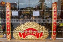 Cuốn Thư Câu Đối Đồng Vàng Kích Thước Cuốn Thư 176*90 - Câu Đối 176*22 Dát Vàng
