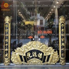 Cuốn Thư Câu Đối Đồng Vàng Nền Đen Kích Thước Cuốn Thư 176*90 - Câu Đối 176*22