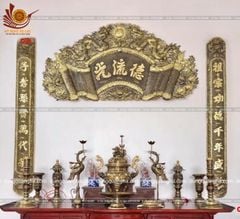 Cuốn Thư Câu Đối Đồng Vàng Giả Cổ Kích Thước Cuốn Thư 155*80 - Câu Đối 155*21