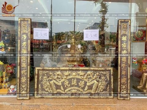 Đại Tự Hoành Phi Câu Đối Đồng Đỏ Kích Thước Cuốn Thư 155*61 - Câu Đối 155*23