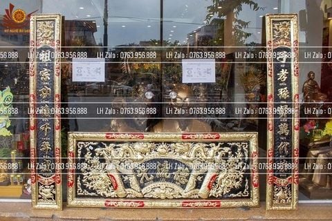 Đại Tự Hoành Phi Câu Đối Đồng vàng Kích Thước Đại Tự 176*68 - Câu Đối 176*28