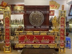 Đại Tự Hoành Phi Câu Đối Đồng vàng Kích Thước Đại Tự 176*68 - Câu Đối 176*28 Dát Vàng