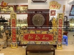 Đại Tự Hoành Phi Câu Đối Đồng vàng Kích Thước Đại Tự 176*68 - Câu Đối 176*28 Dát Vàng