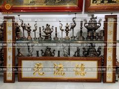 Đại Tự Hoành Phi Câu Đối Đồng vàng Kích Thước Đại Tự 176*68 - Câu Đối 176*28 Dát Vàng - Mẫu 2