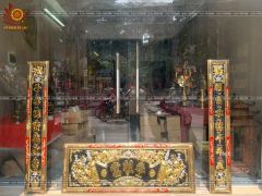 Đại Tự Hoành Phi Câu Đối Đồng vàng Kích Thước Đại Tự 176*68 - Câu Đối 176*28  Nền Đen Dát Vàng 2