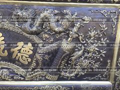 Đại Tự Hoành Phi Câu Đối Đồng vàng Kích Thước Đại Tự 176*68 - Câu Đối 176*28  Giả Cổ