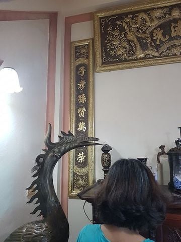 Đại Tự Hoành Phi Câu Đối Đồng vàng Kích Thước Đại Tự 176*68 - Câu Đối 176*28  Giả Cổ