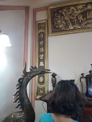 Đại Tự Hoành Phi Câu Đối Đồng vàng Kích Thước Đại Tự 176*68 - Câu Đối 176*28  Giả Cổ