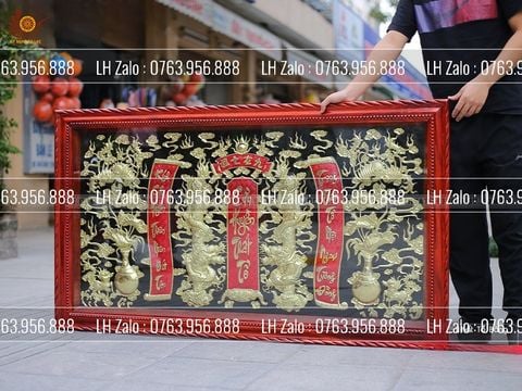 Cửu Huyền Thất Tổ Đồng Khung Gỗ Kích Thước 155*88cm