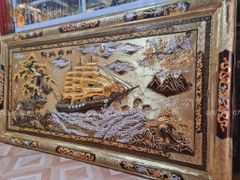 Tranh Thuận Buồm Xuôi Gió Kích Thước 230 x120  Đồng Vàng Dát Vàng - Khung Đồng