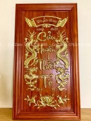 Tranh Thờ Cửu Huyền Thất Tổ Gỗ Hương Đỏ Kích Thước 108*108 - chữ việt