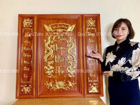 Tranh Thờ Cửu Huyền Thất Tổ Gỗ Hương Đỏ Kích Thước 108*108 - chữ việt