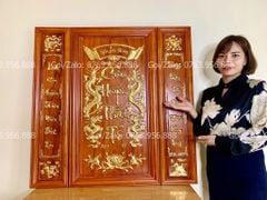 Tranh Thờ Cửu Huyền Thất Tổ Gỗ Hương Đỏ Kích Thước 108*108 - chữ việt