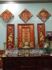 Tranh Thờ Cửu Huyền Thất Tổ Gỗ Hương Đỏ Kích Thước 68*98 chữ việt