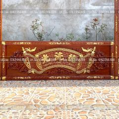 Bộ Hoành Phi Câu Đối Gỗ Hương Đỏ Đức Lưu Quang Tích Mai Điểu Dát Vàng Hoành Phi 127*50*4 - Câu Đối 127*26*4