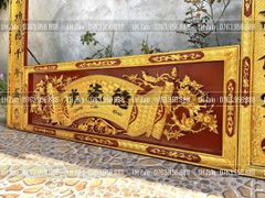 Bộ Hoành Phi Câu Đối Gỗ Hương Đỏ Đức Lưu Quang Sơn Son Thếp Vàng Hoành Phi 175*67*4 - Câu Đối 175*28*4