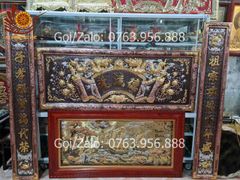 Đại Tự Hoành Phi Câu Đối Đồng Đỏ Giả Cổ Dát Vàng Kích Thước Cuốn Thư 155*61 - Câu Đối 155*23