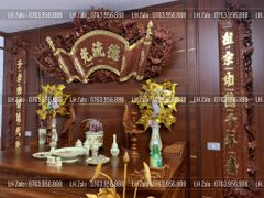 Cuốn Thư Câu Đối Gỗ Hương Đá Đục Song Long Kích Thước Cuốn Thư 197*87*4 - Câu Đối 197*28*4