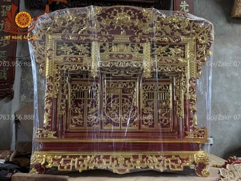 Phụ Kiện Đồ Gỗ -Khám Thờ Ngang 117 - Gỗ mít/dổi Sơn Son Thếp Vàng