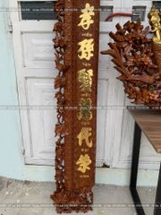 Cuốn Thư Câu Đối Gỗ Gụ Song Long Kích Thước Cuốn Thư 175*81*4 - Câu Đối 175*28*4