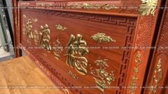 Bộ Hoành Phi Câu Đối Gỗ Hương Đỏ Đức Lưu Quang Dát Vàng Hoành Phi 175*68*4 - Câu Đối 175*28*4