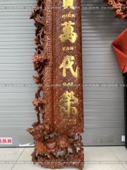 Cuốn Thư Câu Đối Gỗ Gụ Song Long Kích Thước Cuốn Thư 197*87*4 - Câu Đối 197*28*4