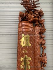 Cuốn Thư Câu Đối Gỗ Gụ Song Long Kích Thước Cuốn Thư 197*87*4 - Câu Đối 197*28*4