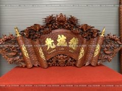 Cuốn Thư Câu Đối Gỗ Gụ Song Long Kích Thước Cuốn Thư 197*87*4 - Câu Đối 197*28*4