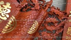 Cuốn Thư Câu Đối Gỗ Hương Đỏ Đục Rồng Kích Thước Cuốn Thư 197*87*4 - Câu Đối 197*28*4