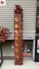 Cuốn thư câu đối gỗ- hương đá cao cấp chữ Việt, Kích thước 1m97*87 câu đối 1m97*28cm
