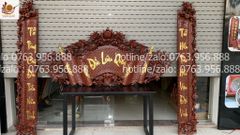 Cuốn thư câu đối gỗ- hương đá cao cấp chữ Việt, Kích thước 1m97*87 câu đối 1m97*28cm