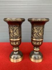 Bộ Ngũ Sự Bằng Đồng Vàng Cao 60 Rồng Màu 2 CN + Đôi đèn cao 43 + Đôi Bình Hoa+ Mâm Bồng + Ngai Chén+ Bộ Ba Đài+ Bát Hương+ Ống Hương