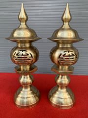 Bộ Ngũ Sự Bằng Đồng Cát Tút  Song Long Chầu Nguyệt Cao 60 Catut + Bộ Ba Đài 10 Catut+ Ống Hương 29 Catut+ Đôi Đèn 45 Catut