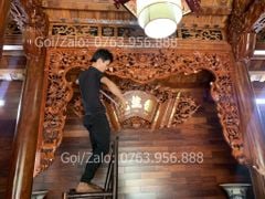 Cửa Võng Gỗ Đục Mai Điểu - Gỗ Hương Đá Mẫu 2
